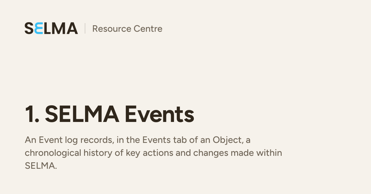 1. SELMA Events | SELMA Resource Centre