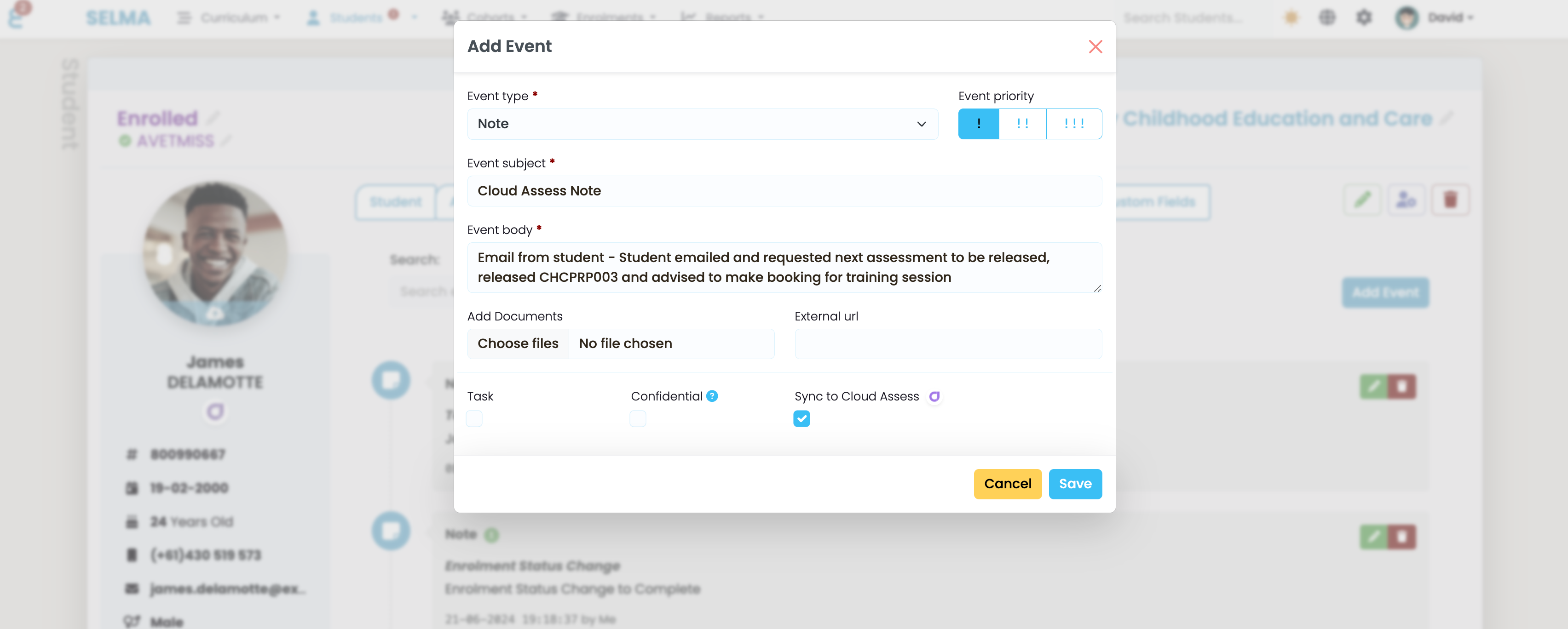 Syncing notes to Cloud Assess