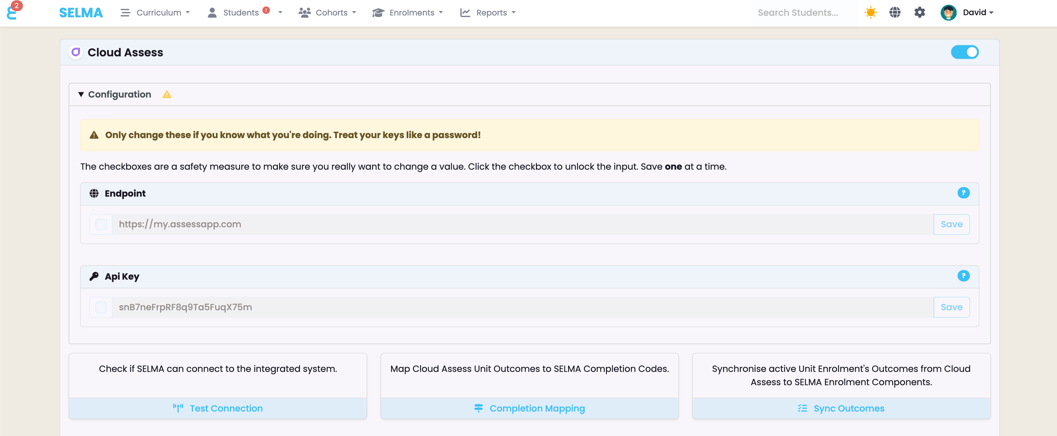 Cloud Assess configuration screen