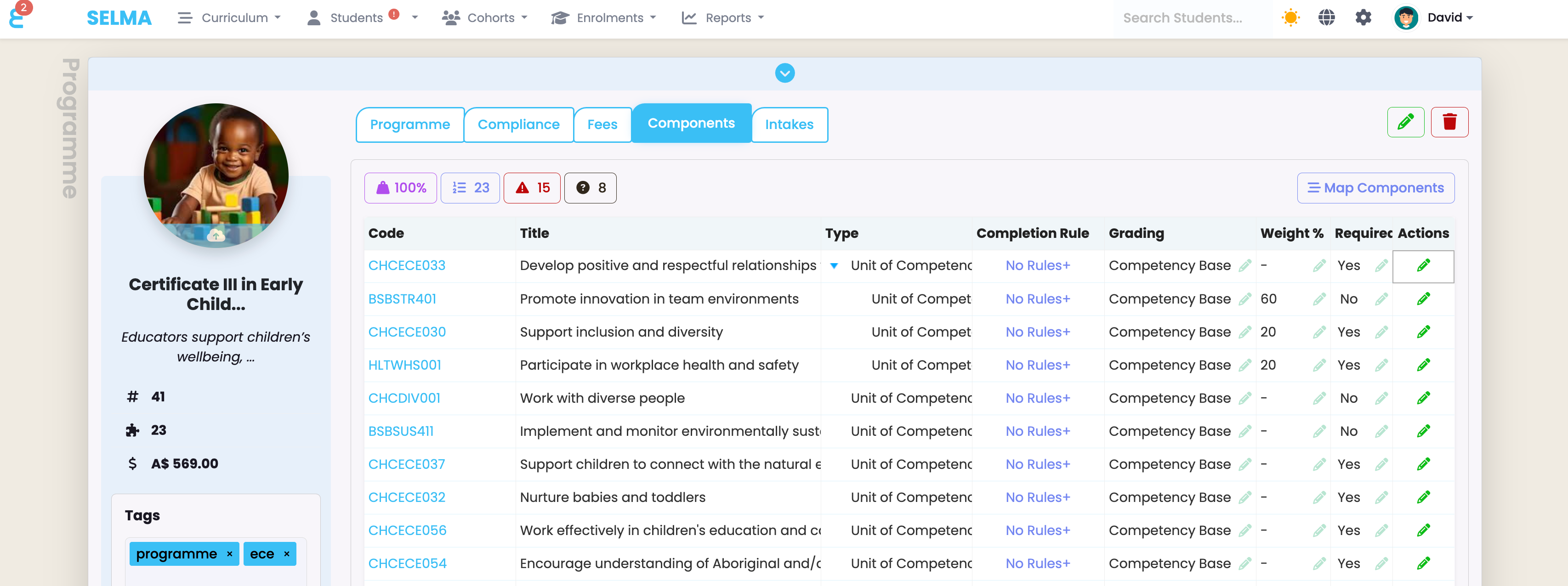 Linking components