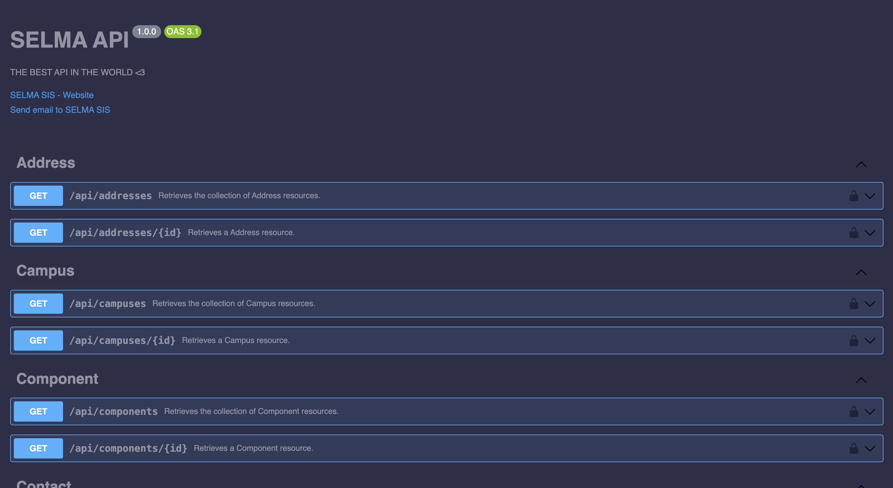 SELMA API User Guide SELMA SIS Resource Centre